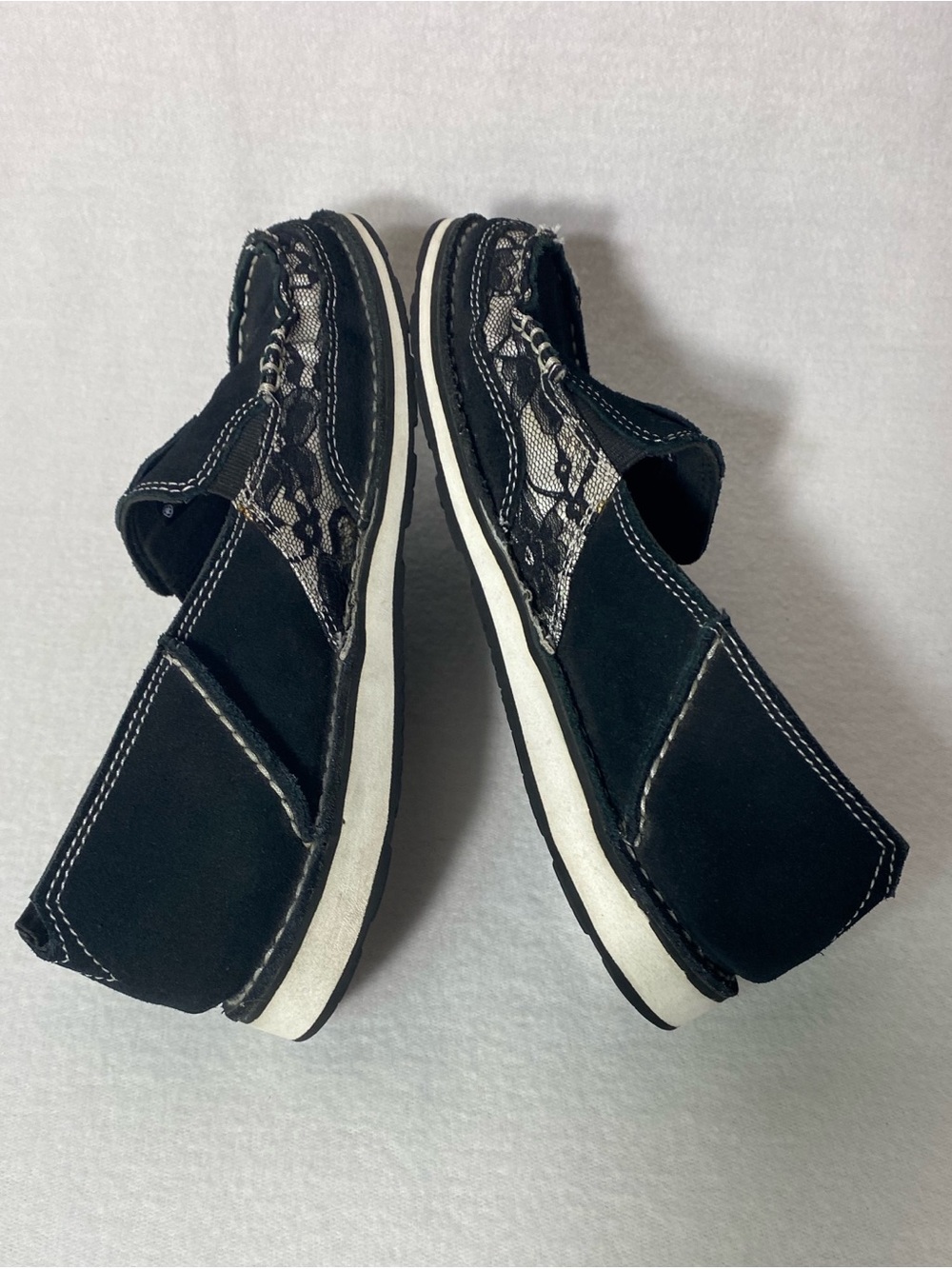 ARIAT Women’s Cruiser Shoes Black White Stitching Leather Slip On Loafer Size 9B - Picture 7 of 9